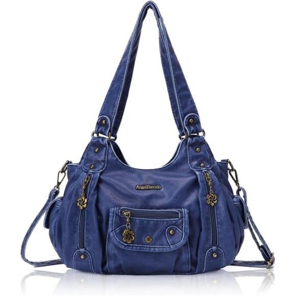 Womens Purses and Handbags PU Leather Shoulder Bag Blue-1